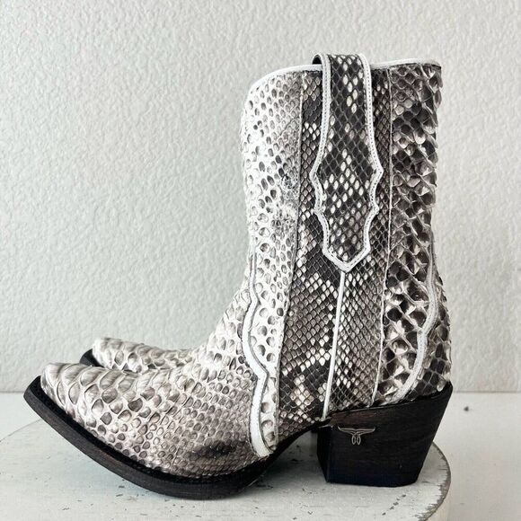 NEW Lane VICKSON Womens Cowboy Bootie 7.5 SnakeSkin Black Western Cowgirl Boots - Picture 4 of 11